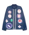 Champion Drawstring Hem Bomber With Elastic Cuffs And Patches In Blue