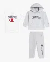 Champion Baby Boys 3-piece Short Sleeve T-shirt, Hoodie And Jogger Set In Gray