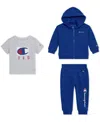 Champion Baby Boys 3-piece Short Sleeve T-shirt, Hoodie And Joggers Set In Blue