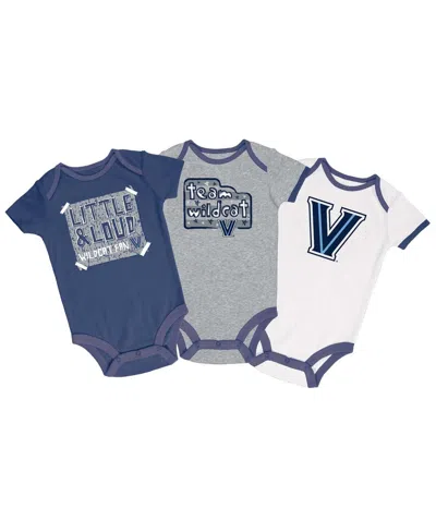 Champion Baby Boys And Girls Navy/gray/white Villanova Wildcats 3-pack Bodysuit Set In Multi