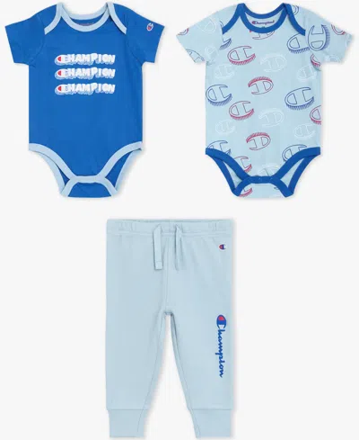 Champion Baby Boys' Round Neck Bodysuits & Elastic Joggers, 3-piece Set In Multi