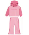 Champion Baby Girls 2-piece Hoodie And Flare Pants Set In Pink