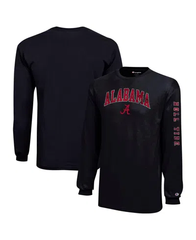 Champion Big Boys And Girls Black Alabama Crimson Tide Distressed Arch Over Logo Long Sleeve T-shirt