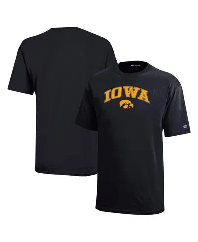 Champion Big Boys And Girls Black Iowa Hawkeyes Arch Over Logo T-shirt