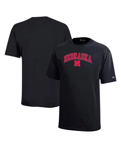 Champion Kids' Big Boys And Girls Black Nebraska Huskers Arch Over Logo T-shirt