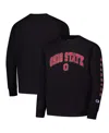 Champion Big Boys And Girls Black Ohio State Buckeyes Distressed Arch Over Logo Long Sleeve T-shirt In Black