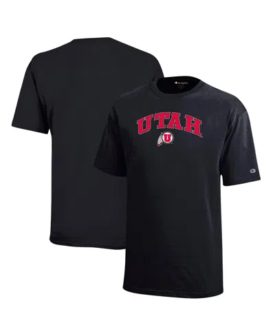 Champion Kids' Big Boys And Girls Black Utah Utes Arch Over Logo T-shirt In Multi
