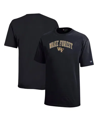 Champion Kids' Big Boys And Girls Black Wake Forest Demon Deacons Arch Over Logo T-shirt