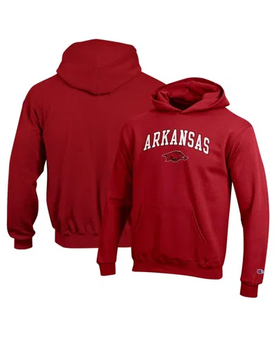 Champion Kids' Big Boys And Girls Cardinal Arkansas Razorbacks Campus Pullover Hoodie