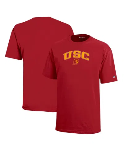 Champion Kids' Big Boys And Girls Cardinal Usc Trojans Arch Over Logo T-shirt In Brown