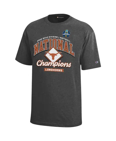 Champion Kids' Big Boys And Girls Dark Heather Gray Texas Longhorns 2026 Ncaa Softball Women's College World Series In Black