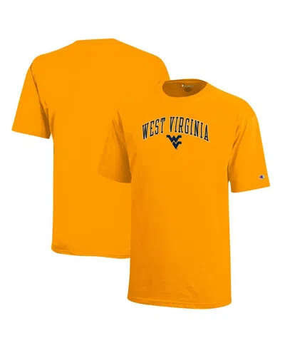Champion Kids' Big Boys And Girls Gold West Virginia Mountaineers Arch Over Logo T-shirt In Orange