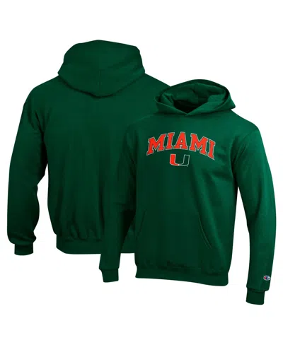 Champion Kids' Big Boys And Girls Green Miami Hurricanes Campus Pullover Hoodie