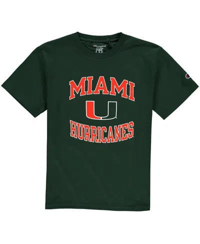 Champion Kids' Big Boys And Girls Green Miami Hurricanes Circling Team Jersey T-shirt