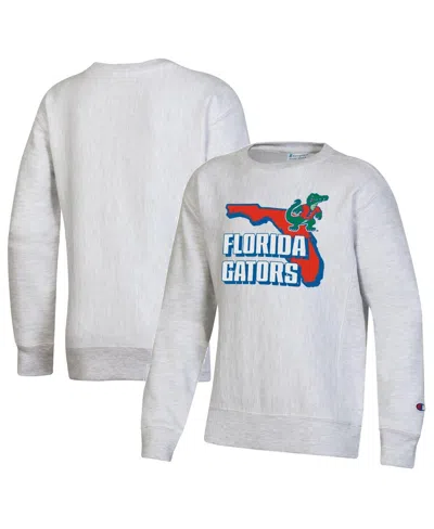 Champion Kids' Big Boys And Girls Heather Gray Florida Gators Reverse Weave Pullover Sweatshirt