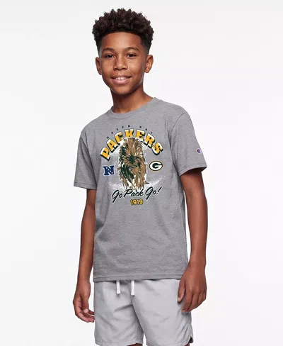 Champion Kids' Big Boys And Girls Heather Gray Green Bay Packers Disney X  T-shirt