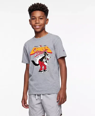 Champion Kids' Big Boys And Girls Heather Gray Kansas City Chiefs Disney X  T-shirt In Red