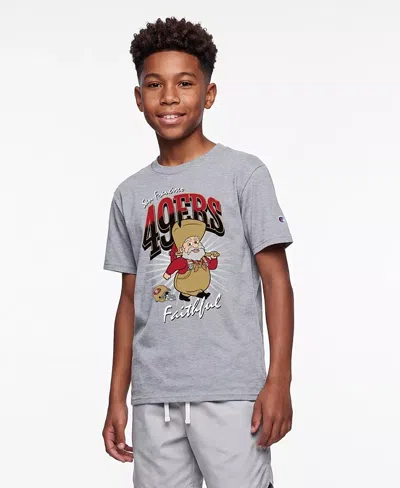 Champion Kids' Big Boys And Girls Heather Gray San Francisco 49ers Disney X  T-shirt