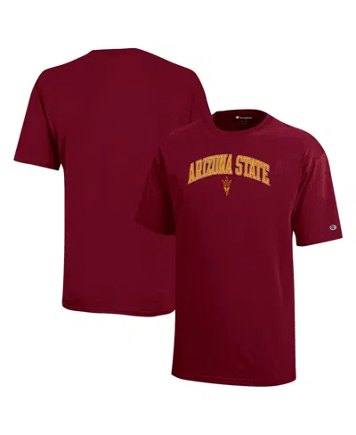 Champion Big Boys And Girls Maroon Arizona State Sun Devils Arch Over Logo T-shirt