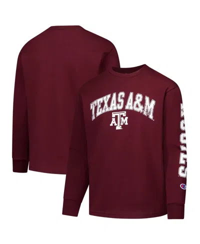 Champion Big Boys And Girls Maroon Texas A & M Aggies Distressed Arch Over Logo Long Sleeve T-shirt