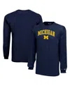 Champion Big Boys And Girls Navy Michigan Wolverines Arch Over Logo Long Sleeve T-shirt In Navy