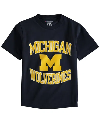 Champion Kids' Big Boys And Girls Navy Michigan Wolverines Circling Team Jersey T-shirt In Blue