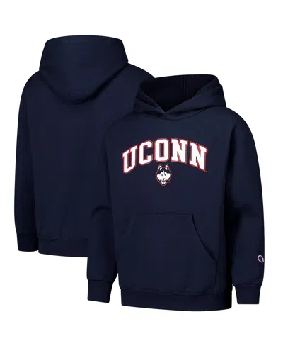 Champion Kids' Big Boys And Girls Navy Uconn Huskies Campus Pullover Hoodie