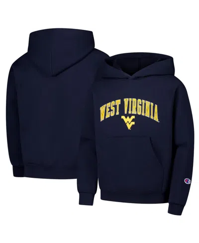 Champion Kids' Big Boys And Girls Navy West Virginia Mountaineers Campus Pullover Hoodie In Blue