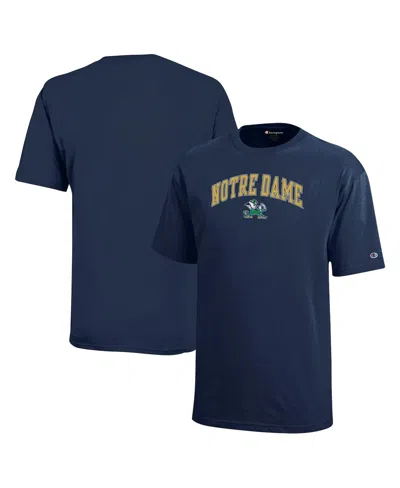 Champion Big Boys And Girls Notre Dame Fighting Irish Arch Over Logo T-shirt In Navy