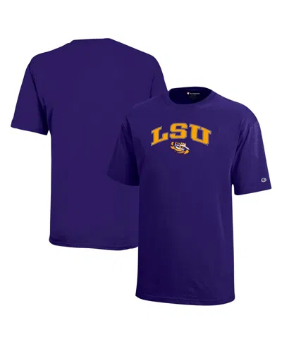 Champion Kids' Big Boys And Girls Purple Lsu Tigers Arch Over Logo T-shirt