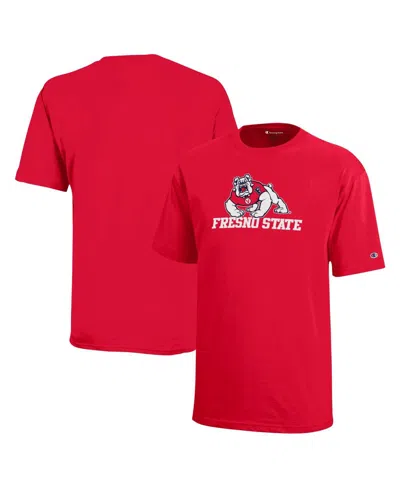 Champion Kids' Big Boys And Girls Red Fresno State Bulldogs Arch Over Logo T-shirt