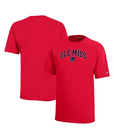 Champion Kids' Big Boys And Girls Red Ole Miss Rebels Arch Over Logo T-shirt