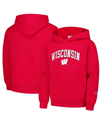 Champion Kids' Big Boys And Girls Red Wisconsin Badgers Campus Pullover Hoodie