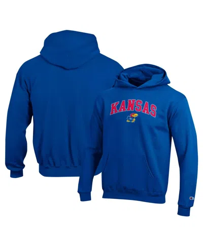 Champion Big Boys And Girls Royal Kansas Jayhawks Campus Pullover Hoodie