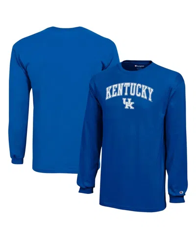 Champion Big Boys And Girls Royal Kentucky Wildcats Arch Over Logo Long Sleeve T-shirt