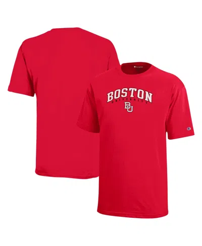 Champion Kids' Big Boys And Girls Scarlet Boston University Arch Over Logo T-shirt In Red