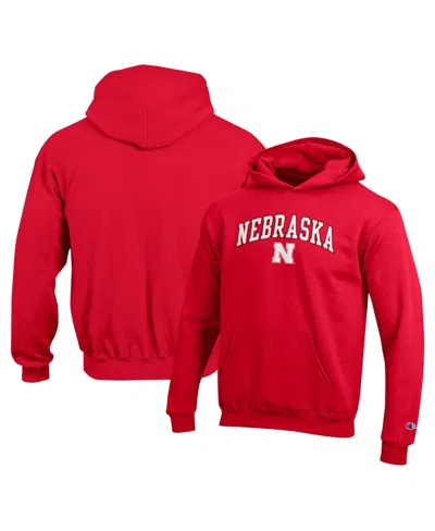 Champion Kids' Big Boys And Girls Scarlet Nebraska Huskers Campus Pullover Hoodie In Red