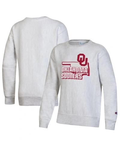 Champion Kids' Big Boys  Heather Gray Oklahoma Sooners Reverse Weave Pullover Sweatshirt