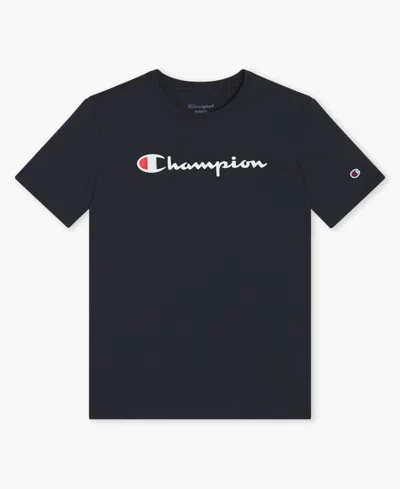 Champion Kids' Big Boys Classic Script Logo T-shirt In Black