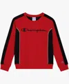 Champion Big Boys Color Blocked Crewneck Sweatshirt In Red