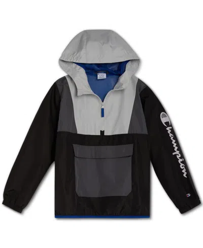 Champion Kids' Big Boys Colorblocked Pullover Hoodie In Black