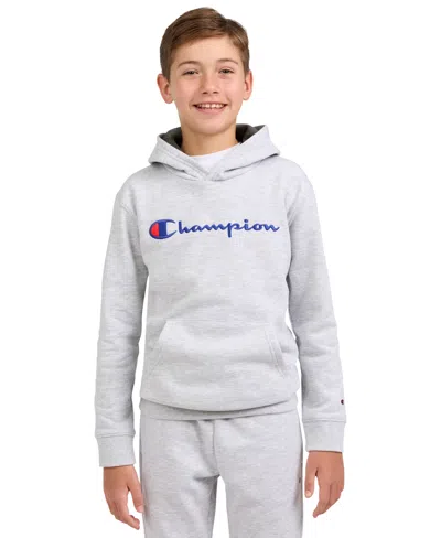 Champion Kids' Big Boys Embroidered Hoodie In Heather Grey
