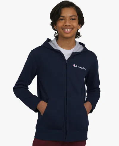 Champion Kids' Big Boys Kangaroo Pockets Hoodie In Blue