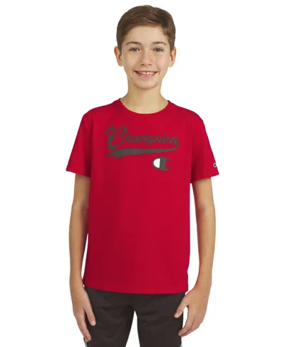 Champion Kids' Big Boys Logo Graphic Short-sleeve T-shirt In Red