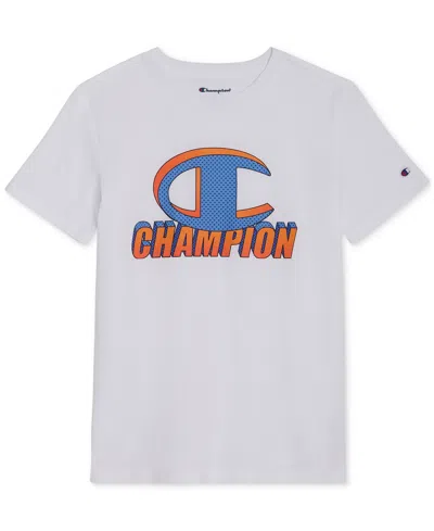 Champion Kids' Big Boys Logo Graphic Short-sleeve T-shirt In White