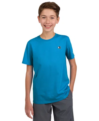 Champion Kids' Big Boys Patch Logo T-shirt In Blue