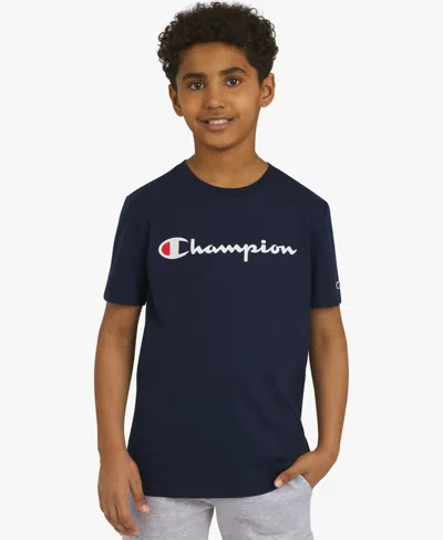 Champion Kids' Big Boys Short Sleeve Signature T-shirt In Blue