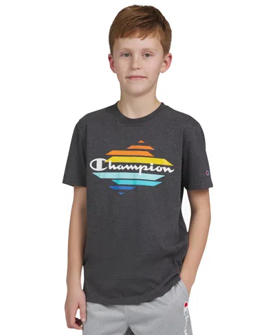 Champion Kids' Big Boys Short Sleeves Graphic T-shirt In Charcoal Heather