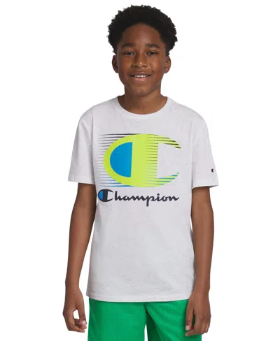 Champion Kids' Big Boys Short Sleeves Graphic T-shirt In Light Gray