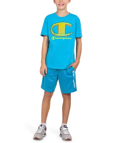 Champion Kids' Big Boys Short Sleeves Graphic T-shirt In Marine Blue